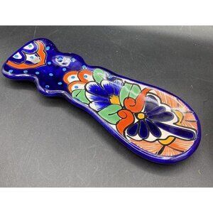Colorful Hand-Painted Talavera Ceramic 10” Spoon Rest Large Mexican